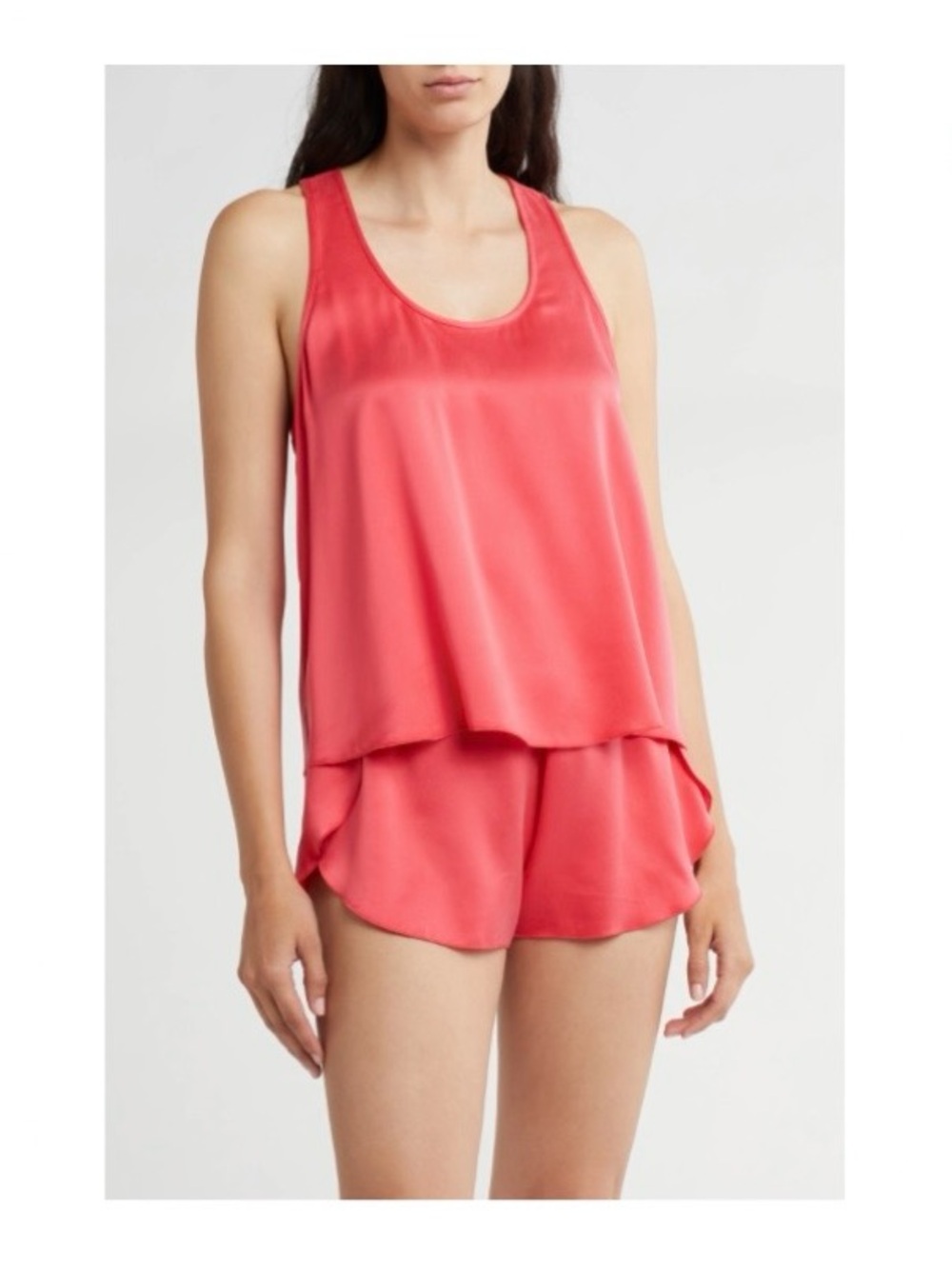 NWT Lunya Racerback Washable Silk Short Pajamas Flamingo Coral Womens XL Sleep